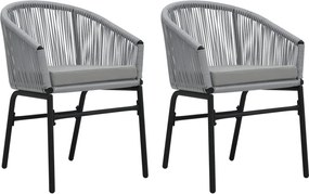 vidaXL Scaune de grădină, 2 buc., antracit, ratan PE