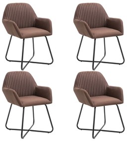 vidaXL Scaune de bucătărie, 4 buc., maro, material textil