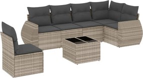 vidaXL Set canapele de grădină cu perne, 7piese gri deschis poliratan