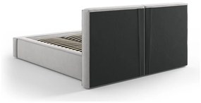 Pat matrimonial gri deschis tapițat cu spațiu de depozitare și somieră 160x200 cm Arendal – Cosmopolitan Design