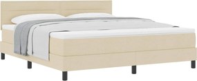 vidaXL Pat cu arcuri cu saltea cu headboard Crem 180 x 200 cm țesătură