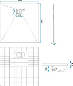 Cada de dus Magnum 90x90 cm alb