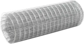 vidaXL Plasă de sârmă găini, argintiu, 10 x 0,5 m, oțel galvanizat