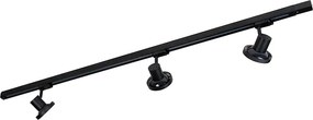 Sistem modern de iluminat pe șine trifazic cu 3 spoturi GU10 negre 111 mm stânga - Jeany trifazic