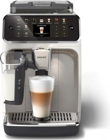 Espressor automat Philips LatteGo 5500 EP5543/90, 1500 W, 15 bar, 1,8 l, 20 bauturi, LatteGo, SilentBrew, QuickStart, Rasnita ceramica, Ecran tactil, Alb cromat