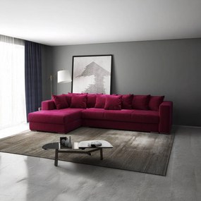 Colțar extensibil dumonde cu ladă de depozitare si sezut confortabil din spuma high-density, Gloria Zoom Red 320x183 cm