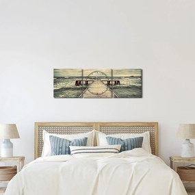 Tablou cu dig din lemn la mare (cu ceas) (90x30 cm)