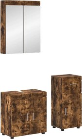 vidaXL Set de mobilier pentru baie TULUM Stejar fumuriu Lemn compozit