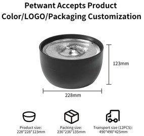 Fаntаnа automatа de apa pentru animale PetWant W8, 1.5W, Filtrare in 4 etape, 35 dB, Negru