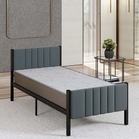 Pat metalic individual LUNOR 90 x 200 cm, antracit, capacitate de încărcare 120 kg