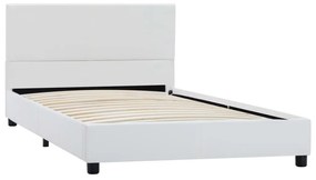 284763 vidaXL Cadru de pat, alb, 100x200 cm, piele ecologică