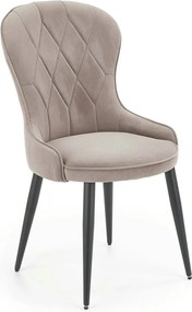 Scaun bej tapitat K366, stofa catifelata/metal, 52x58x92 cm