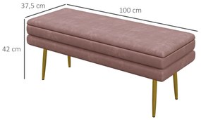 HOMCOM Bancă capitonată cu spațiu de depozitare, Oțel, 100 x 37,5 x 42 cm, Roz | Aosom Romania