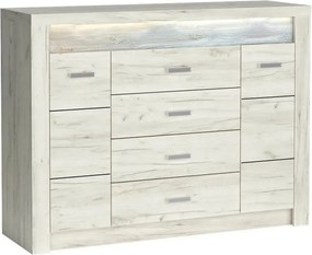 Comoda INDIANAPOLIS I7, stejar craft alb, PAL laminat, cu 4 sertare, 2