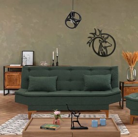 Canapea 3 Locuri, Lemn Solid, Santo, Verde