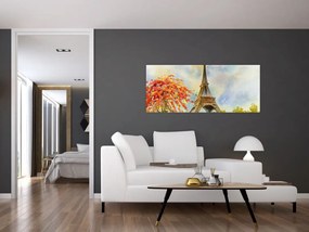 Tablou pictat cu turnul Eiffel (120x50 cm)