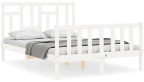 3193137 vidaXL Cadru de pat cu tăblie, alb, 120x200 cm, lemn masiv