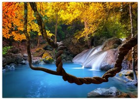 Tablou pe sticlă - Cascade din Asia (70x50 cm)