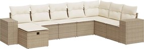 vidaXL Set canapele de grădină, 8 piese, cu perne, bej, poliratan
