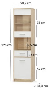 Vitrină Terrell (Stejar sonoma + alb). 1053277