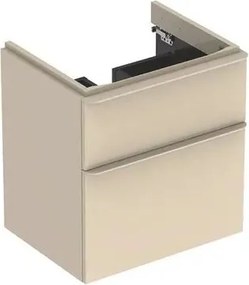 Dulap baza pentru lavoar suspendat Geberit Smyle Square gri nisip 2 sertare 59 cm