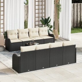 Set canapea vidaXL 9 piese cu pernuțe poli ratan negru