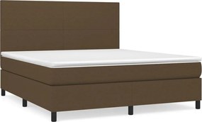 vidaXL Pat box spring cu saltea, maro închis, 160x200 cm, textil
