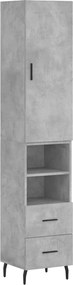 vidaXL Dulap înalt, gri beton, 34,5x34x180 cm, lemn prelucrat