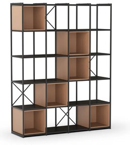 Bibliotecă neagră/cărămizie 140x179 cm Anya – Marckeric