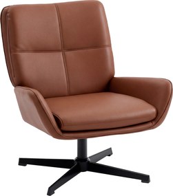 HOMCOM Fotoliu pentru Living tapițat în PU Fotoliu de Lectură cu Șezut Căptușit Brațe Picioare Metalice Maro | Aosom Romania