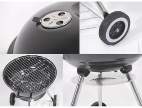 Grătar portabil cu cărbuni, negru