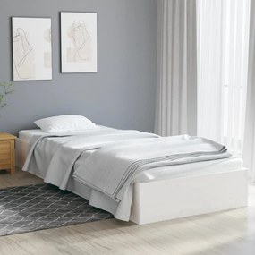 833007 vidaXL Cadru de pat Small Single 2FT6, alb, 75x190 cm, lemn masiv