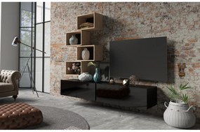Mobilier living Calabria C30 BLACK (Negru + Stejar artisan) (fără iluminat). 1051571