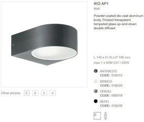 Aplica de perete exterior, cu iluminat up-and-down, IP44, IKO AP1 ANTRACITE 018515
