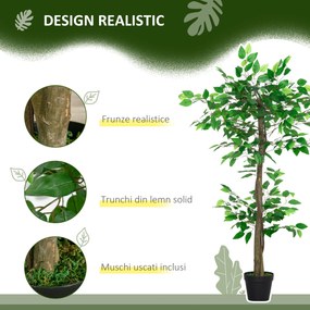 Outsunny Plantă Artificială Arbore de Ceai cu 546 de Frunze Realistice și Ghiveci de Ciment 120 cm Verde | Aosom Romania