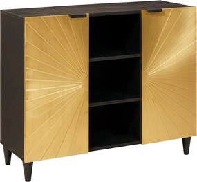 vidaXL Dulap lateral cu raft cu ușă Negru și Aur 90 x 33,5 x 75 cm