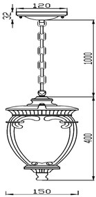 Pendul de exterior protectie IP44, Fleur bronz antic