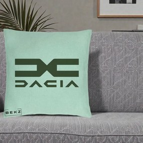 Perna Personalizata cu emblema Dacia, 40x40 cm, Verde Menta, Husa Detasabila, Perna Inclusa, BEKZ®
