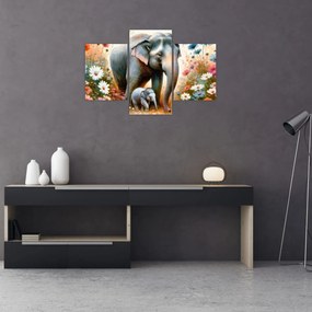 Tablou - Mama elefant, acuarelă (90x60 cm)