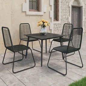 Set mobilier de gradina, 5 piese, negru, ratan PVC