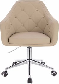 HR831K Scaun Crem Piele Ecologica Premium Soft cu Bază Cromata