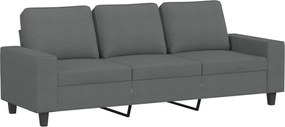 vidaXL Canapea cu 3 locuri, gri închis, 180 cm, material textil