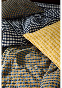 Lenjerie de pat albă/albastru-închis din țesătură crep pentru pat de o persoană 140x200 cm Bæk&amp;Bølge – JUNA