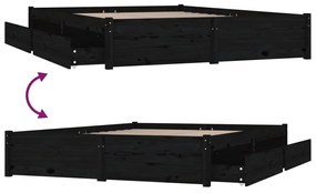 Cadru de pat cu sertare, negru, 200x200 cm Negru, 200 x 200 cm