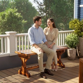 Outsunny Bancă de Grădină cu 2 Locuri din Lemn de Brad cu Bază în Formă de X, Bancă Rustică pentru Exterior Fără Spătar, pentru Patio, Verandă, Balcon, 114L x 40l x 46h cm, Finisaj Carbonizat | Aosom Romania