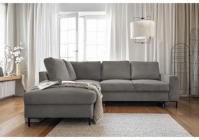 Colțar gri extensibil cu tapițerie din catifea reiată (cu colț pe partea stângă ) Lofty Lilly – Miuform