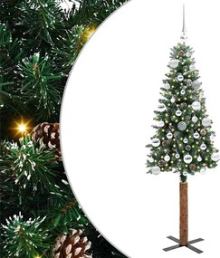 vidaXL Brad de Crăciun subțire Verde 150 cm PVC și lemn de PIN masiv