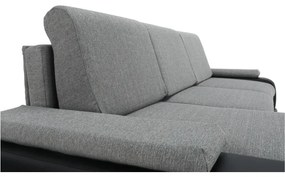 Colţar, piele ecologică negru/material textil gri, model stânga, LATE