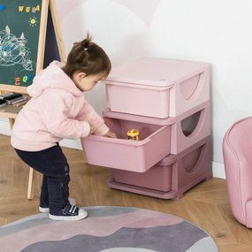 Comoda pentru depozitare, Organizare, pentru camera copilului, din PP sigur si netoxic 37x37x56.5 nuante de roz HOMCOM | Aosom RO