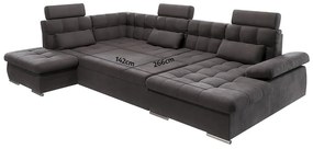 Colțar gri antracit extensibil, cu spațiu de depozitare (cu colț pe partea stângă, în formă de "U") Merkur – Ropez